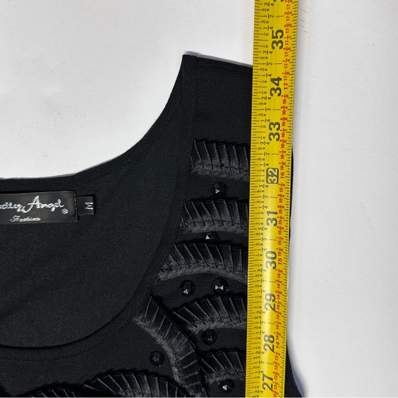 Pretty Angel Ruffled Ribbon Embellished Rhinestone Mesh Bodycon Dress Medium - Picture 10 of 13